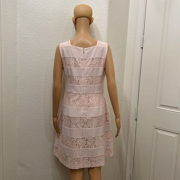Karl Lagerfeld Paris Pink Casual Dress Sleeveless Sheer Floral Lace Embroidered - Picture 6 of 12